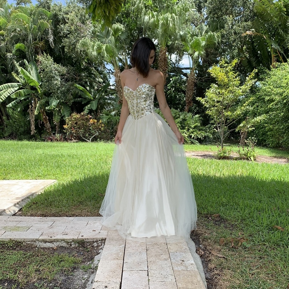 Strapless cream gown